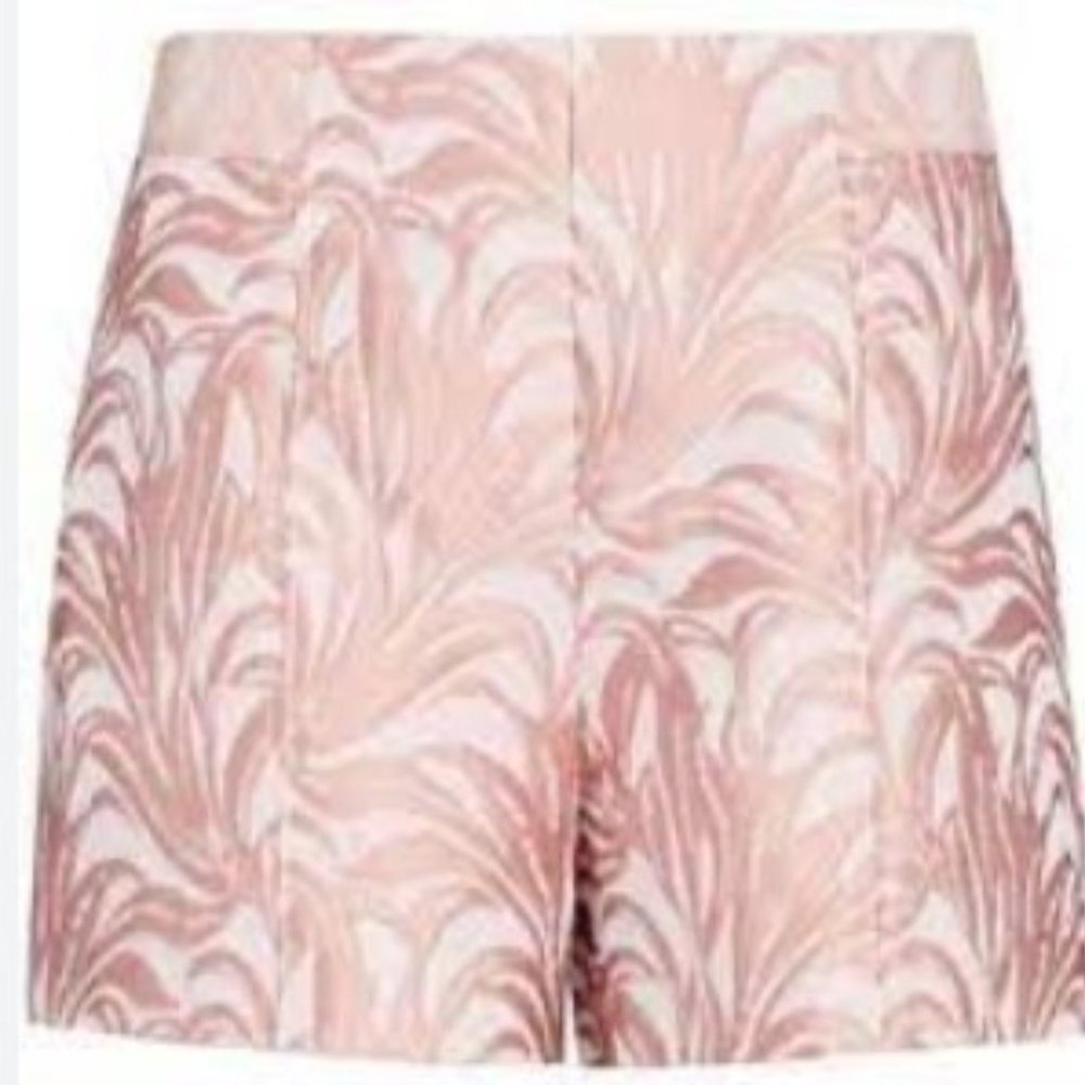 EUC Intermix Lydia Lurex Pink Metallic Jacquard Leaf Side Zip Short